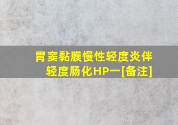 胃窦黏膜慢性轻度炎伴轻度肠化HP一[备注]